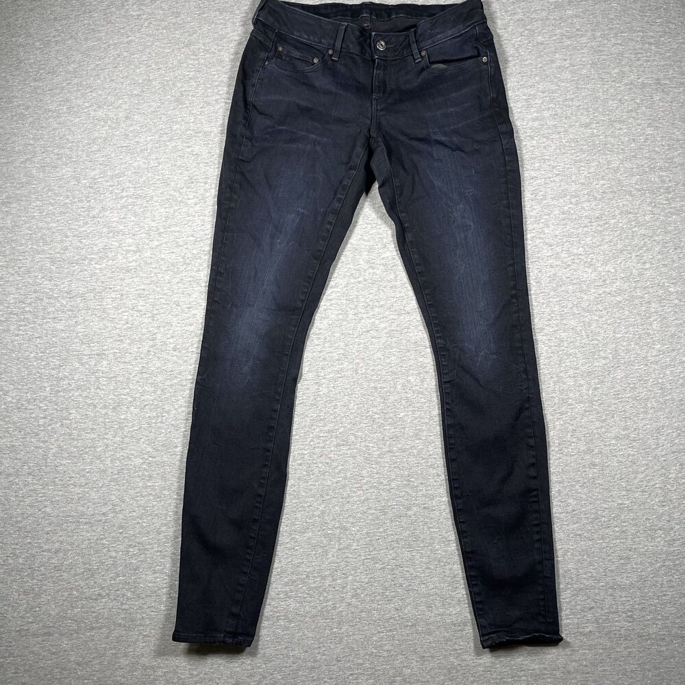 G-Star Raw Jeans Womens 30 Black 3301 Low Skinny Extra-Slim Stretch Dark